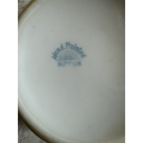 Nippon Sugar Bowl Japan Vintage Antique Yellow Blue Floral No Lid Hand Painted - Picture 5 of 5